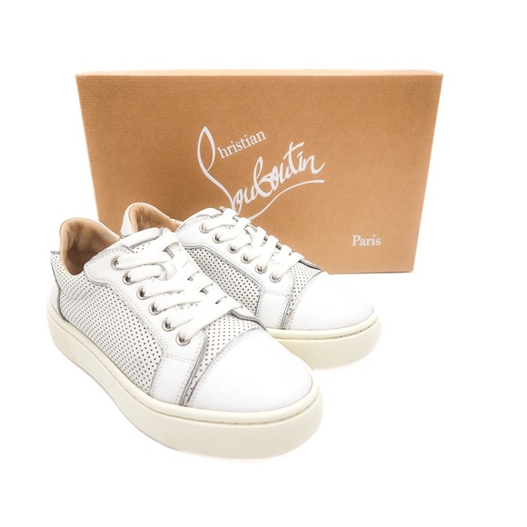 Christian Louboutin Low-Top White Perforated Leather Sneakers EU 37